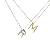 14k White Gold  .20ct G SI1 Diamond Initial Pendant